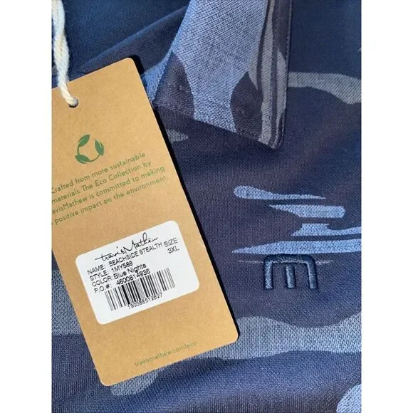 Travis Mathew Golf‎ Polo Shirt Men's Size 3XL Performance Beachside Stealth Blue - Picture 5 of 7